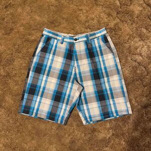 Southpole SP Collection Blue Plaid Skater Shorts Mens 34